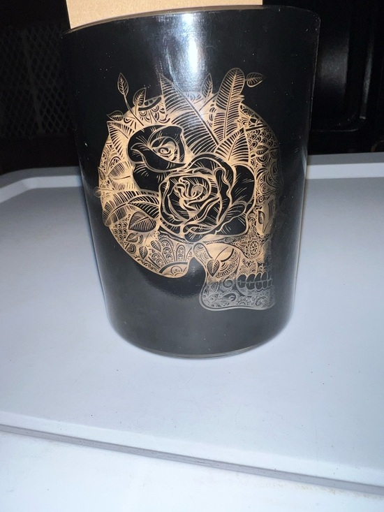 Other - Black Floral Skull Candle Holder - Home Accents